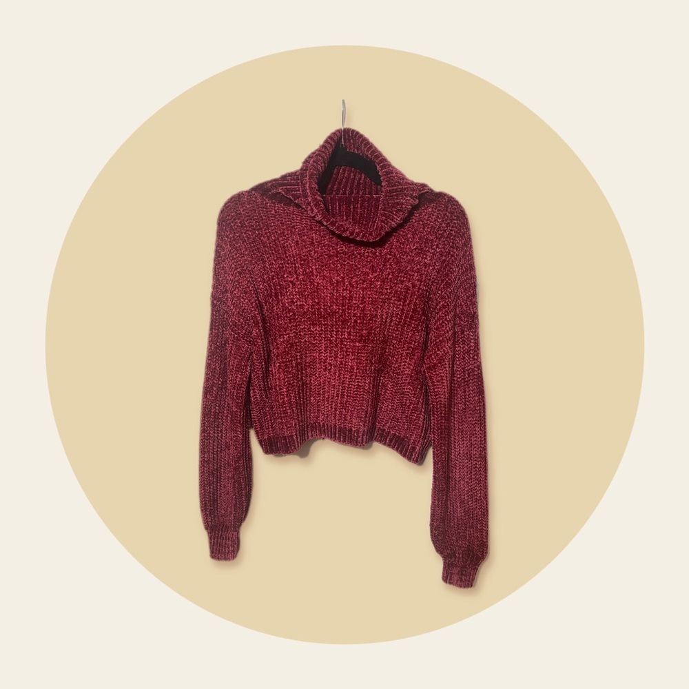 Zenana Outfitters Maroon Cowl Neck Sweater